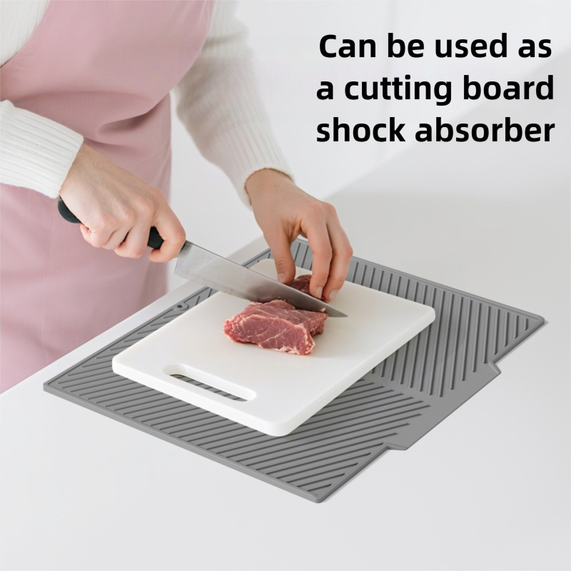 2PC White Multi-Use Drain Mat (43x33 cm) – Non-Slip Heat Protection for Dish Drying & Prep