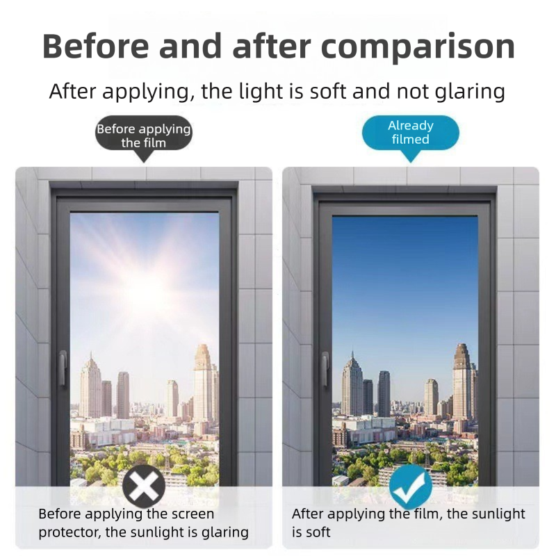 Premium 6-Layer Aurora Blue Window Film for Home/Office – Reflective One-Way Privacy, 50cm x 2m One Roll, UPF 50+ UV Block,With Full Install Tools