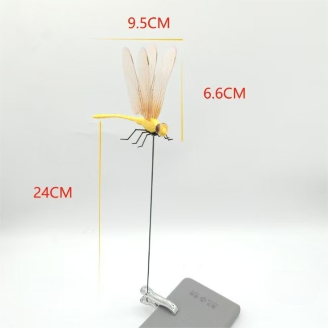 6-Pieces Yellow Small Garden Dragonfly Clips – 3D Colorful Insect Decoration, Outdoor Metal Stake Ornament, Patio & Plant Accessories