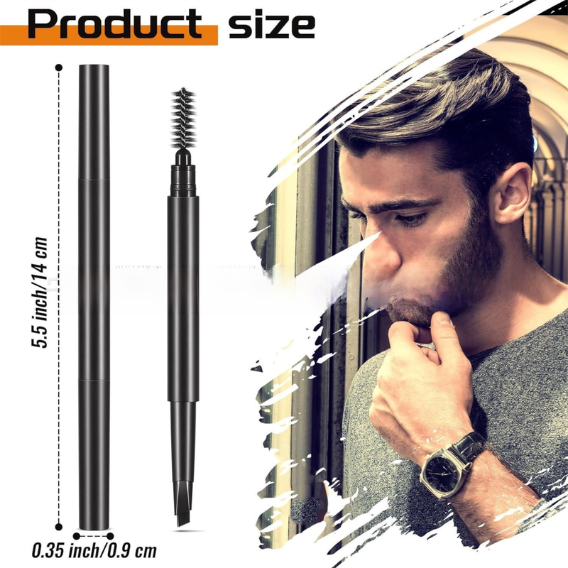 4-Pack Dark Brown Beard Filler Pen for Men - Waterproof, Precision Tip and Brush for Covering Beard and Hairline
