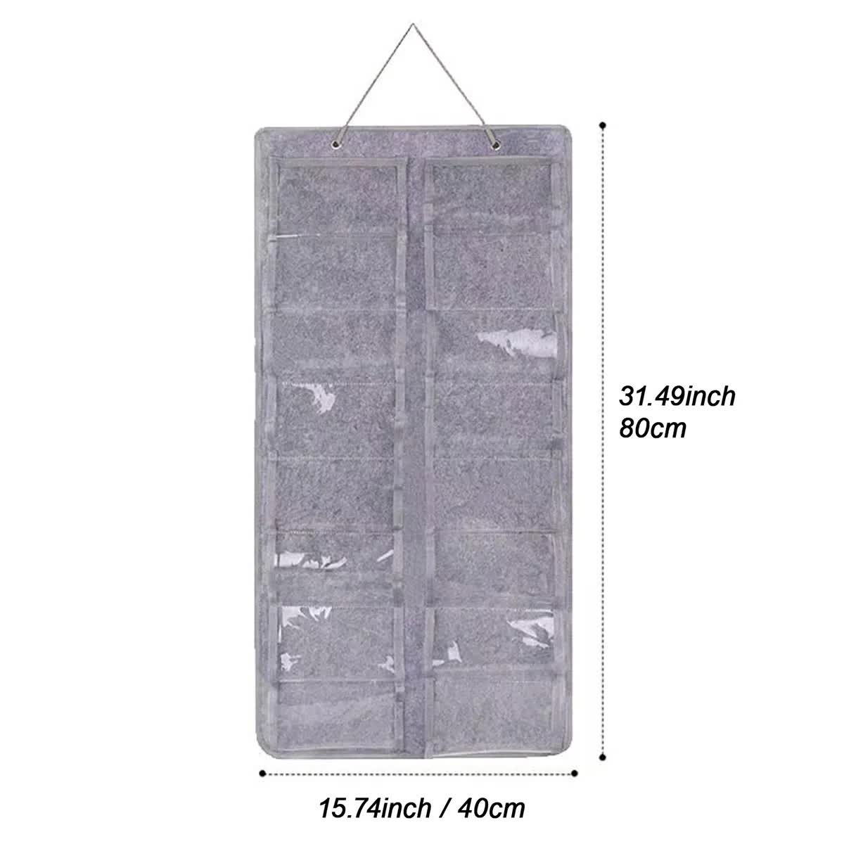 16 Slot Grey Felt Hanging Sunglass Organizer(40 * 80 CM) – Foldable Wall Mount Eyewear Storage Rack