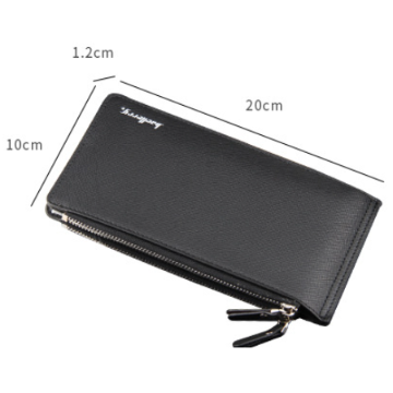 Brown Men's Slim Long Bi-Fold Wallet - Multi-Card Holder & Credit Card Organizer with Coin Pocket, Simple PU Leather Clutch