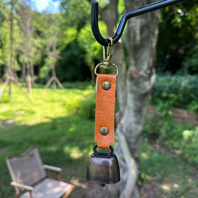 4-Pack Black Bear Bell & Anti-Lost PU Keyring Accessory(14 x 3.5 x 2.5CM) - Magnetic Silencing Design, Outdoor Safety Alarm for Hiking, Camping & Pet