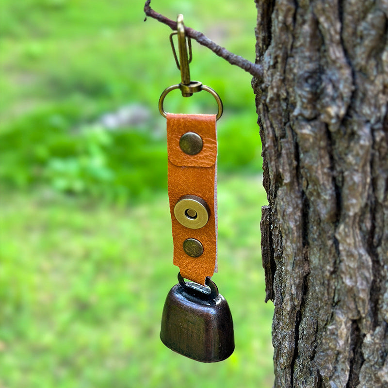 4-Pack Black Bear Bell & Anti-Lost PU Keyring Accessory(14 x 3.5 x 2.5CM) - Magnetic Silencing Design, Outdoor Safety Alarm for Hiking, Camping & Pet
