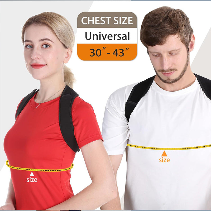 Universal Adjustable Posture Corrector Brace (Fits 30''-43'' Chest) - Back Support Strap for Men and Women