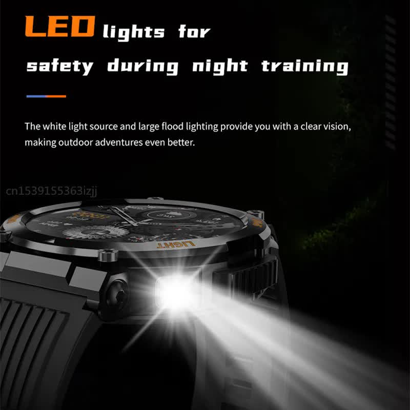 HT17 Black Outdoor Rugged Sports Smartwatch with Bluetooth Calling - 7-Day Battery, IP68 Waterproof, Multi-Health Monitor & Fitness Tracking