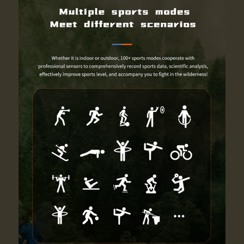 HT17 Khaki Outdoor Rugged Sports Smartwatch with Bluetooth Calling - 7-Day Battery, IP68 Waterproof, Multi-Health Monitor & Fitness Tracking