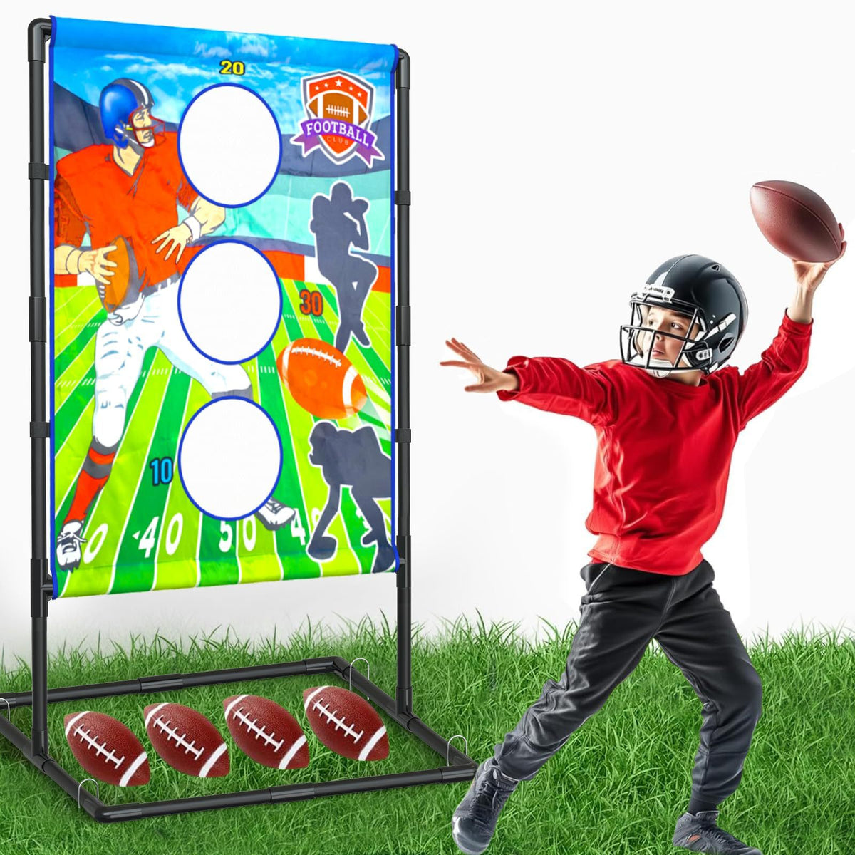 Outdoor/Indoor Portable Rugby Toss Game Set - Football Target Frame &  Rugby Toss Activity Toy, Durable & Easy Assembly Sports Equipment