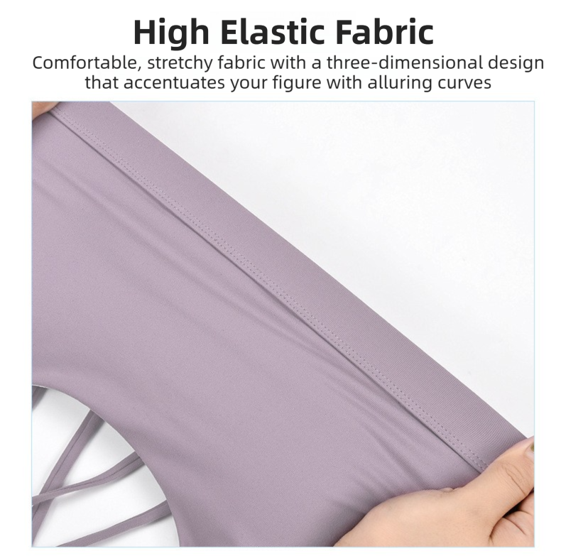 M Size Purple Elegant Sexy Criss-Cross Back Sports Bra for Women - High Support & Anti-Shock, Wire-Free Yoga Crop Top with X-Shape Fine Strap