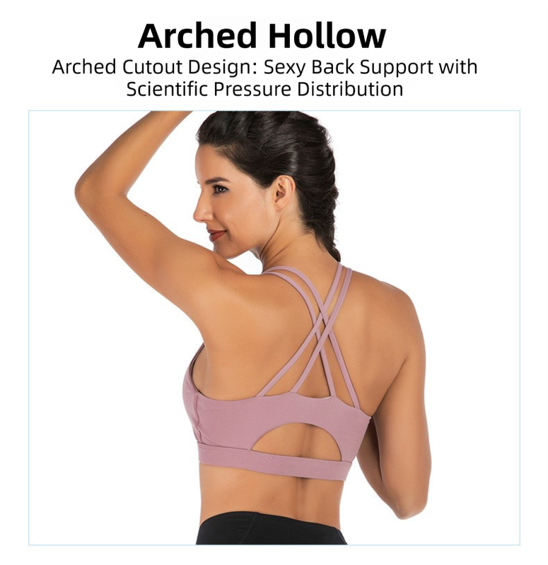 M Size Wine Red Elegant Sexy Criss-Cross Back Sports Bra for Women - High Support & Anti-Shock, Wire-Free Yoga Crop Top with X-Shape Fine Strap