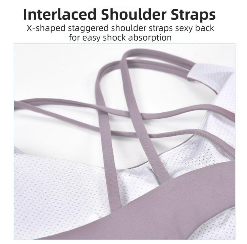 L Size Black Elegant Sexy Criss-Cross Back Sports Bra for Women - High Support & Anti-Shock, Wire-Free Yoga Crop Top with X-Shape Fine Strap