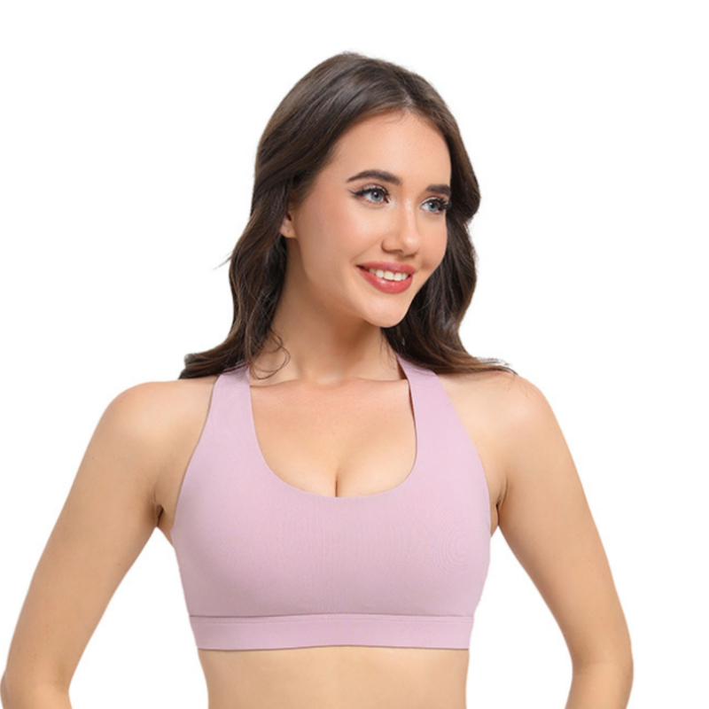 2-Pack Pink High-Support Shockproof Sports Bra(XL Size) - Women's Backless Yoga Running Vest with Naked-Feel Comfort (Padded & Wire-Free)
