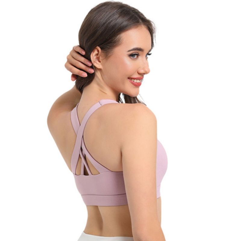 2-Pack Pink High-Support Shockproof Sports Bra(XXL Size) - Women's Backless Yoga Running Vest with Naked-Feel Comfort (Padded & Wire-Free)