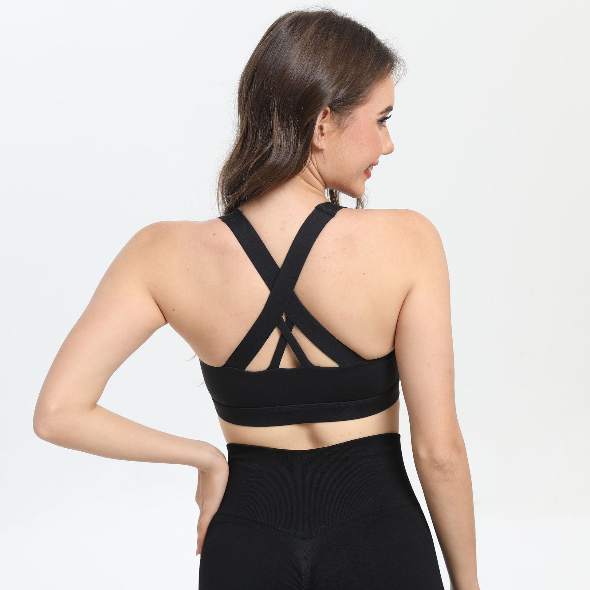 2-Pack Black High-Support Shockproof Sports Bra(M Size) - Women's Backless Yoga Running Vest with Naked-Feel Comfort (Padded & Wire-Free)