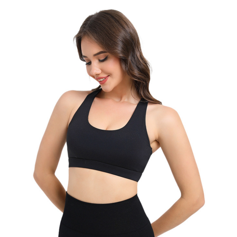 2-Pack Black High-Support Shockproof Sports Bra(L Size) - Women's Backless Yoga Running Vest with Naked-Feel Comfort (Padded & Wire-Free)