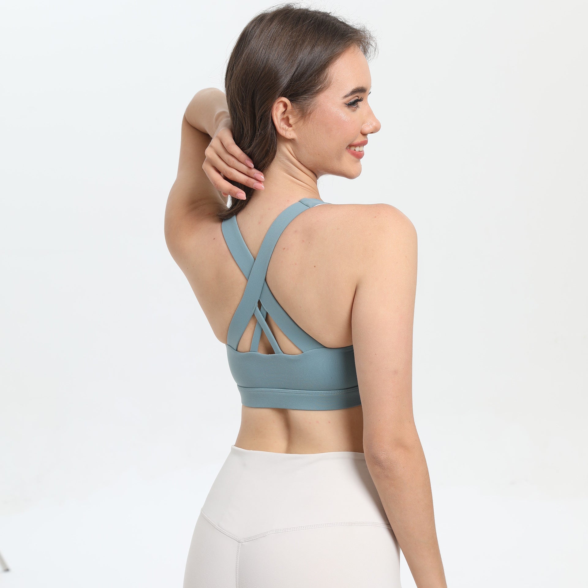 2-Pack Blue High-Support Shockproof Sports Bra(M Size) - Women's Backless Yoga Running Vest with Naked-Feel Comfort (Padded & Wire-Free)