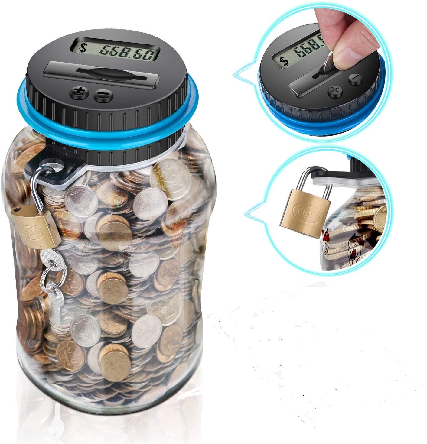 Digital Counting Money Box with Lock - AUD Australian Coin Compatible Piggy Bank for Kids & Adults (7.95x4.45in)