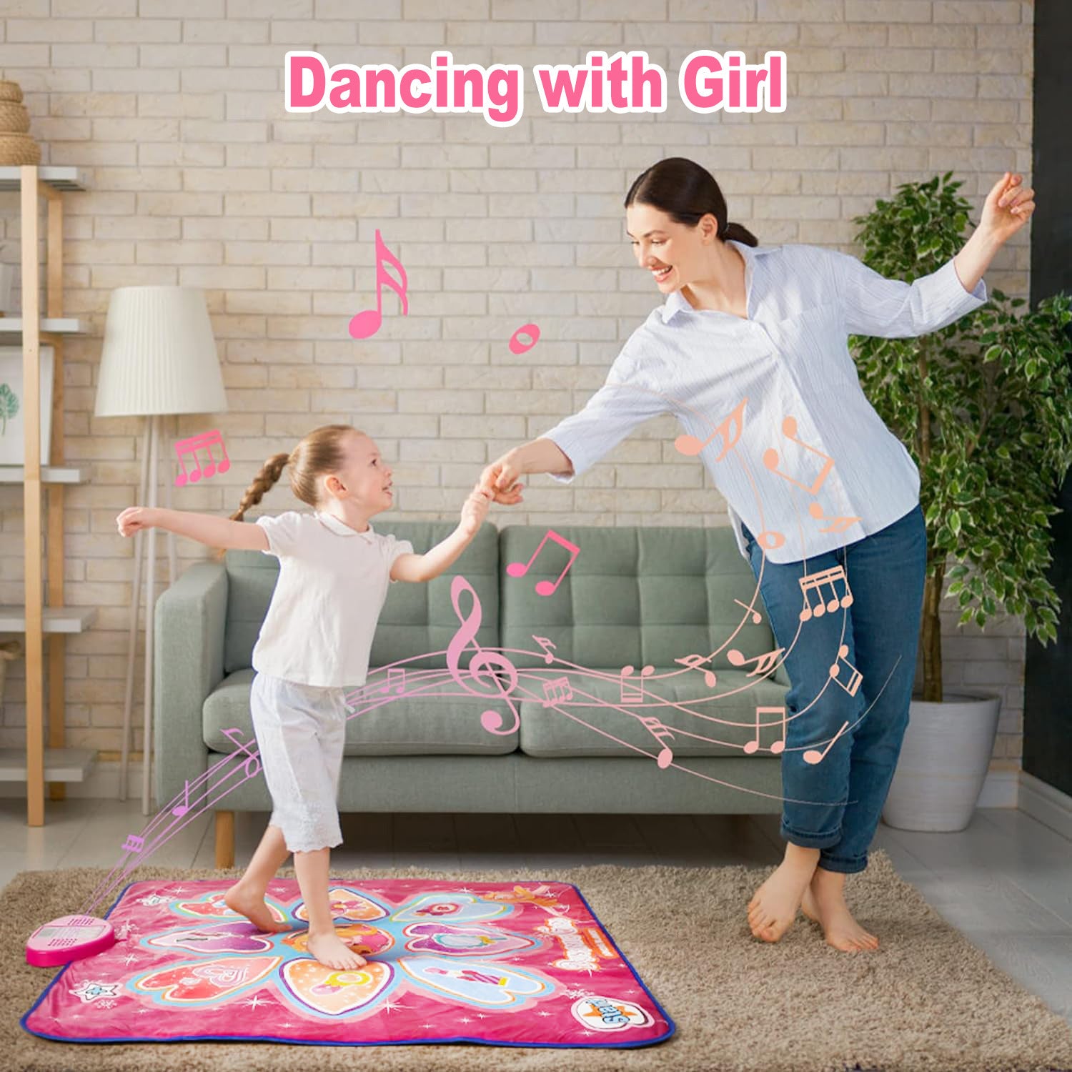 Blue Wireless Kids Electronic Princess Dance Mat & Music Playmat(90x108CM) - 7 Modes Foot Game Pad Toy with Digital Score Display