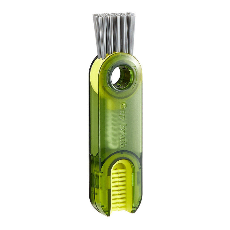2-Packs 3-in-1 Green Portable & Compact U-Shape Deeply-Cleaning Brush - Multi-Functional Gap Scrubber for Lids, Mugs, and Baby Bottles