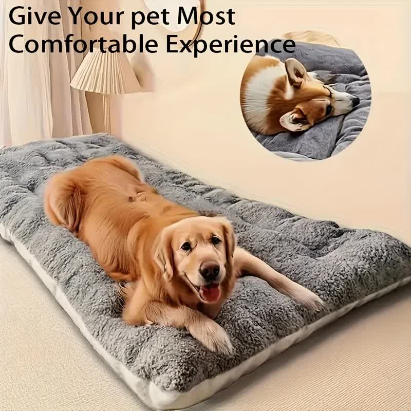 Superior Insulation Grey Dual-Sided Pet Sleeping Mat(60X120CM) for Dogs & Cats - 3D Thickened Support & Durable Wavy Quilting, Reversible Lamb Velvet & Brushed Cotton Bed