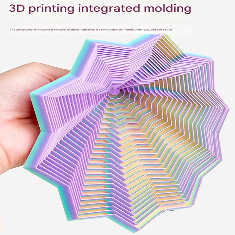 2-Pcs Laser Red Smart 3D Printed Fidget Toy - Hexagonal Illusion Folding Desk Toy for Stress Relief & Focus