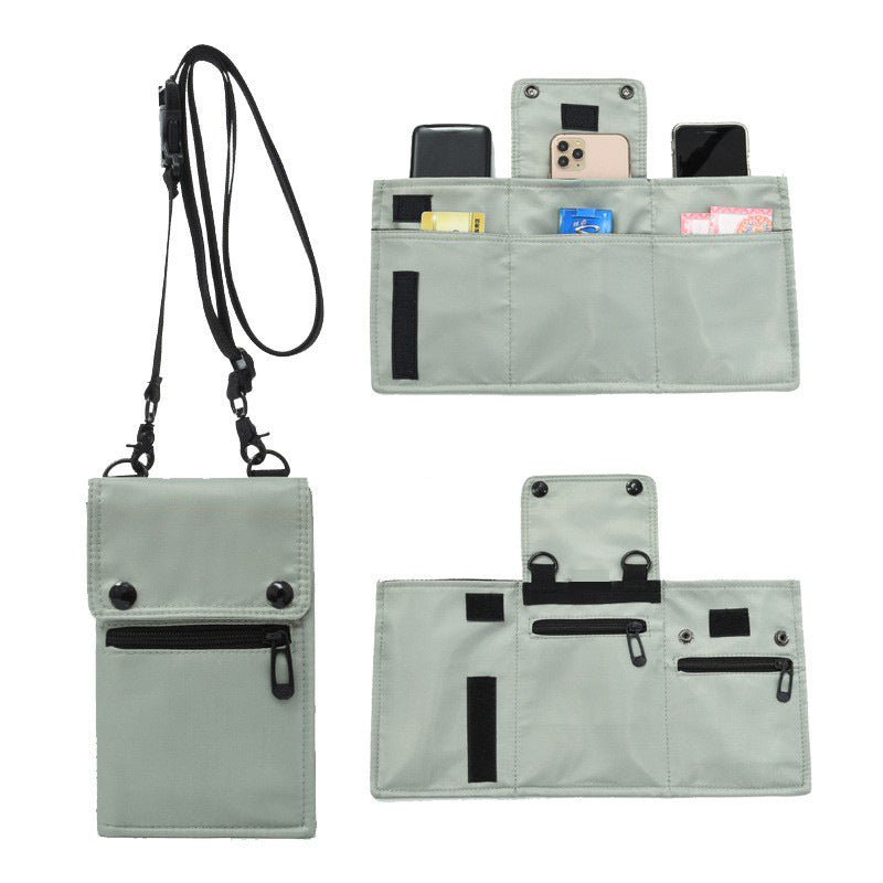 Grey Men's & Women's Nylon Crossbody Phone Bag - Multi-purpose Splash-proof Shoulder Pouch for Travel & Daily Use