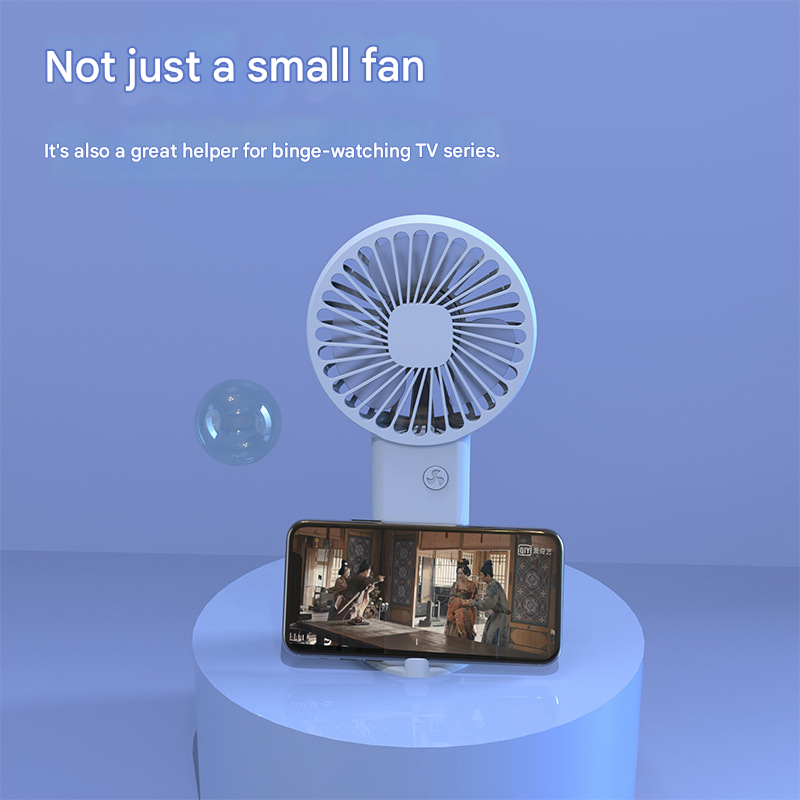 2-PCS White Portable USB Rechargeable Mini Handheld Fan with Desktop Base & Phone Stand - 3-Speed Quiet Operation