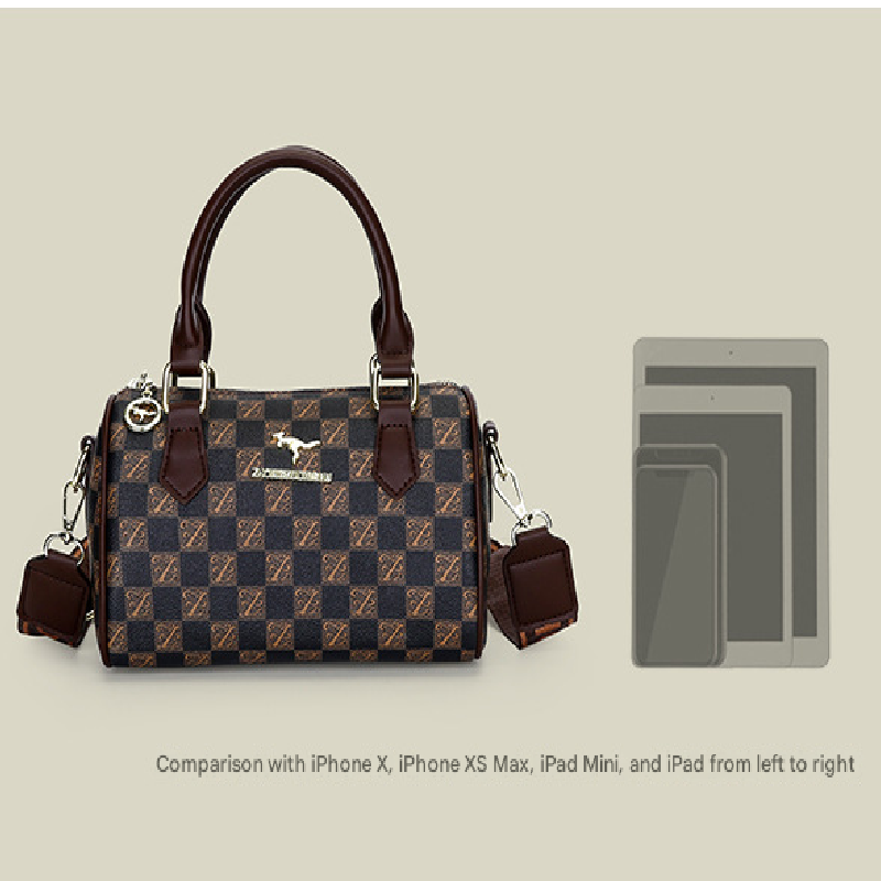 Black bear Stylish PU Leather Boston Bag - Elegant Retro Single Shoulder Crossbody Handbag for Women