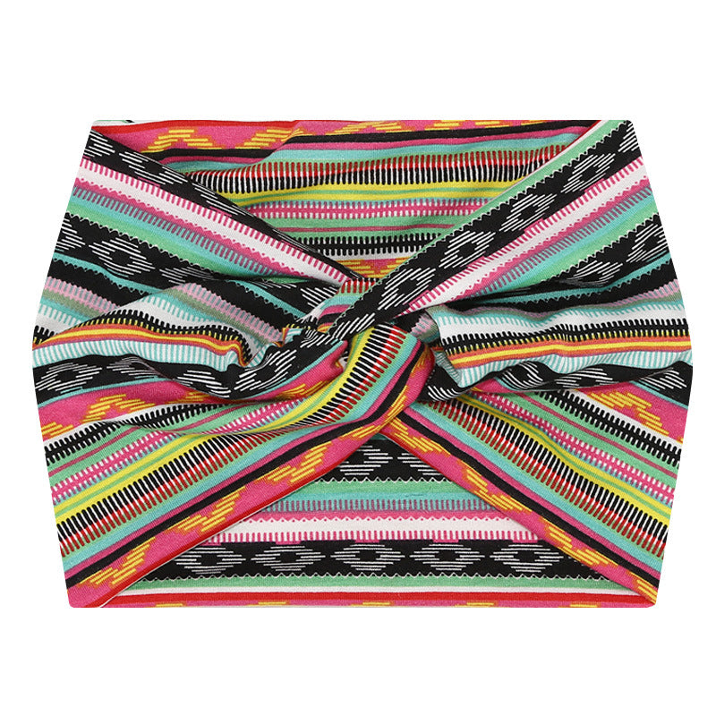 5-PCS Colorful stripes Women's Extra Wide Turban Headband - Elastic Yoga & Sports Hair Wrap