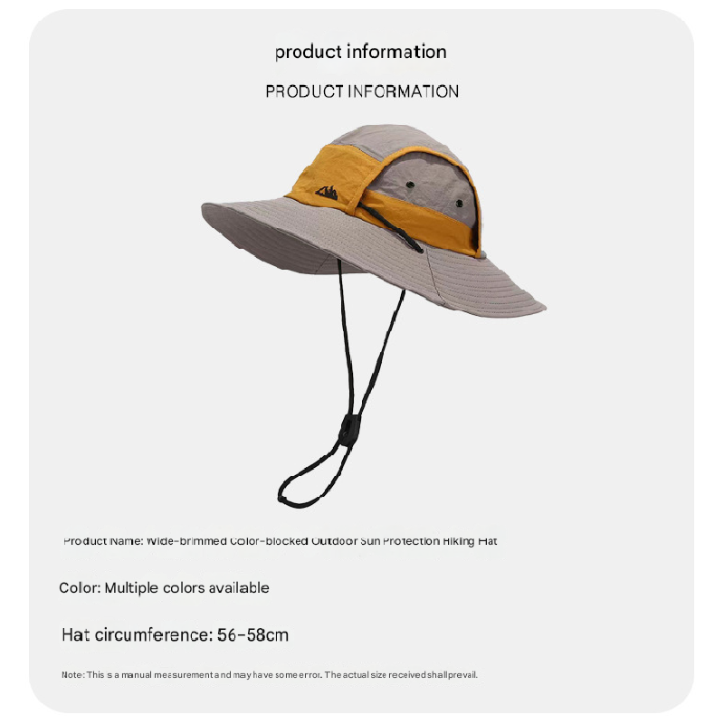 Khaki Quick-Dry Sun Protection Bucket Hat for Men - Breathable Outdoor Hiking & Fishing Cap with Wide Brim