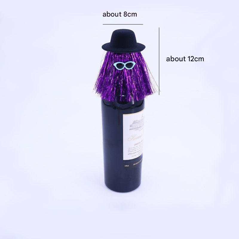 5-PCS Silver Halloween Party Wine Bottle Hats - Spooky Creative Bottle Decorations, Approx. 8x12cm