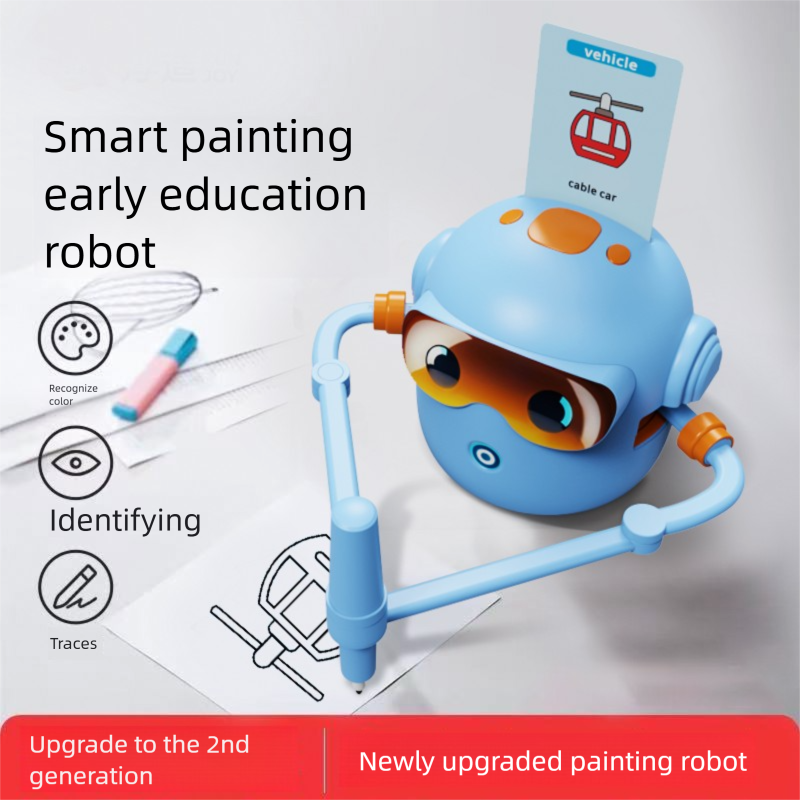 Pink Interactive Drawing Robot Educational Art Toy for Kids Smart Voice Guide Step-by-Step Painting Tutor with Cards