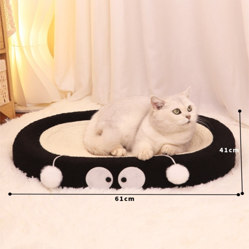Oval-shaped braised chicken Large Cat Scratcher Bed 2 in 1 Sisal Scratching Pad & Plush Lounge Nest Durable Claw Grinder Mat for Indoor Cats