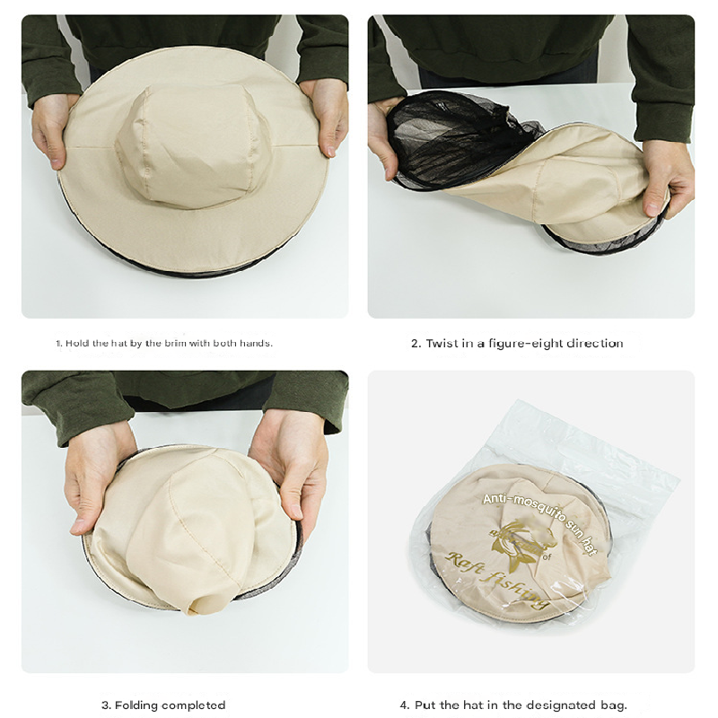 Grey camouflage Outdoor Fishing Hat with Mesh Head Net Sun Protection Bucket Cap Anti-Mosquito Fly Guard for Gardening Hiking & Beekeeping
