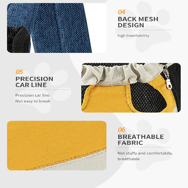 Yellow and white two-tone style Pet Carrier Backpack Front Chest Pack Legs Out Breathable Mesh for Small Dogs Cats Hiking Travel Hands Free Adjustable Design(Size:M)