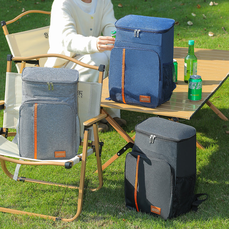 Navy blue Large Capacity Insulated Cooler Backpack 20.5L Leakproof Thermal Lunch Bag Waterproof Soft Sided Cooling Rucksack for Camping Picnic Beach & Work