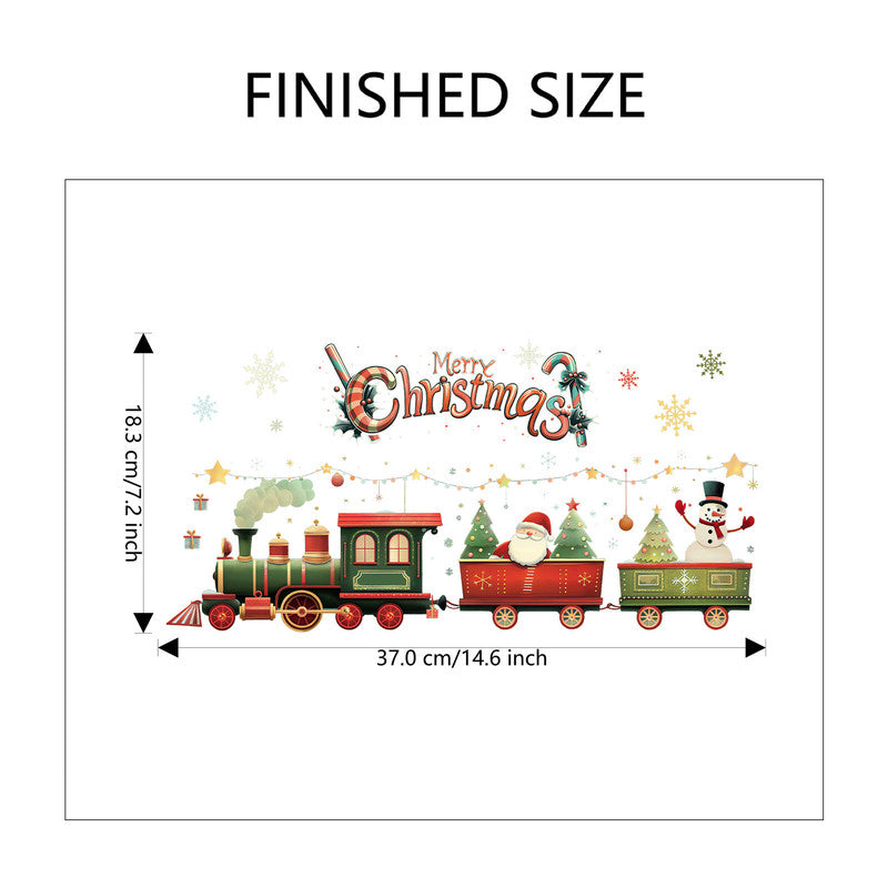 10 PCS Christmas Train with Santa & Snowman PVC Wall Sticker for Australian Shop Windows & Home Decor