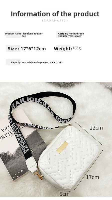 Women's khaki Quilted Crossbody Bag Small PU Leather Shoulder Purse with Wide Patterned Strap Ideal for Travel and Daily Use