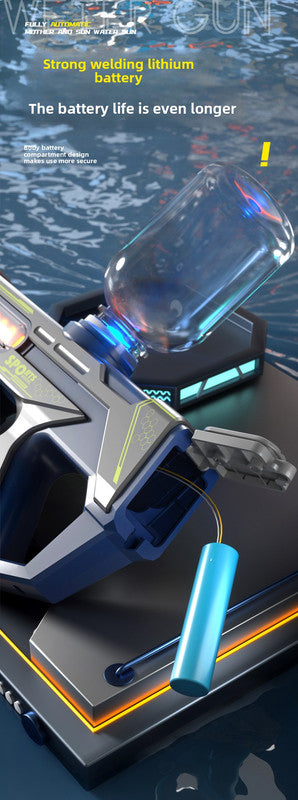 2-in-1 Electric Water Gun Automatic Squirt Blaster Set Detachable Mini Pistol High Capacity Summer Pool Toy Red Grey