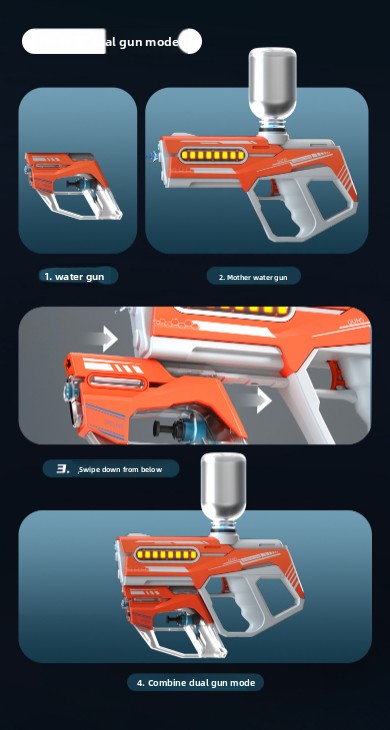 2-in-1 Electric Water Gun Automatic Squirt Blaster Set Detachable Mini Pistol High Capacity Summer Pool Toy Blue Yellow