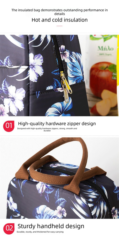 Large Insulated Lunch Bag with Shoulder Strap - Black and White Stripe Thermal Cooler Tote for Work, School or Beach Picnics - Waterproof 600D Oxford Fabric