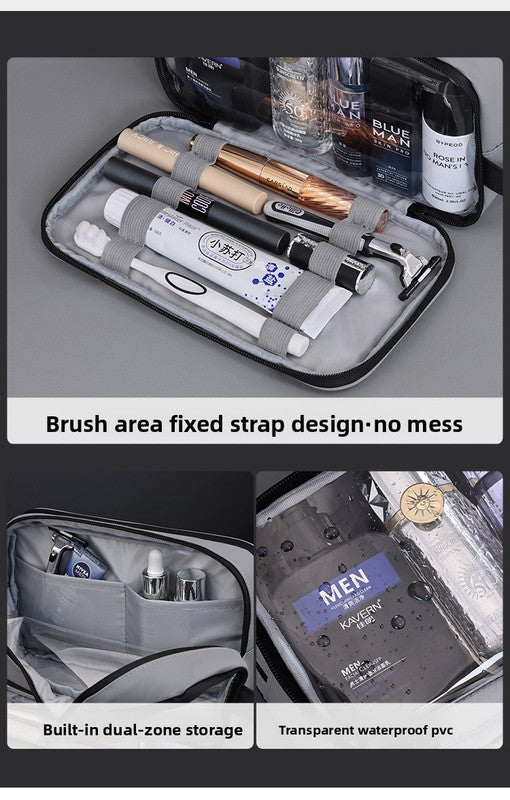 Large Waterproof Men's Toiletry Bag 3-Layer Travel Dopp Kit with Wet Dry Separation Portable Shower Organiser for Gym Business & Holiday Black