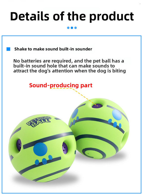 2 Pack Interactive Dog Giggle Ball Set 14cm - Green Wobble Sound Toy & White Glow in the Dark Luminous Ball - No Batteries Required for Medium to Large Dogs