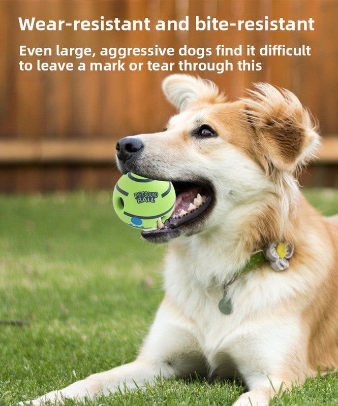 2 Pack Interactive Dog Giggle Ball Set 14cm - Green Wobble Sound Toy & White Glow in the Dark Luminous Ball - No Batteries Required for Medium to Large Dogs
