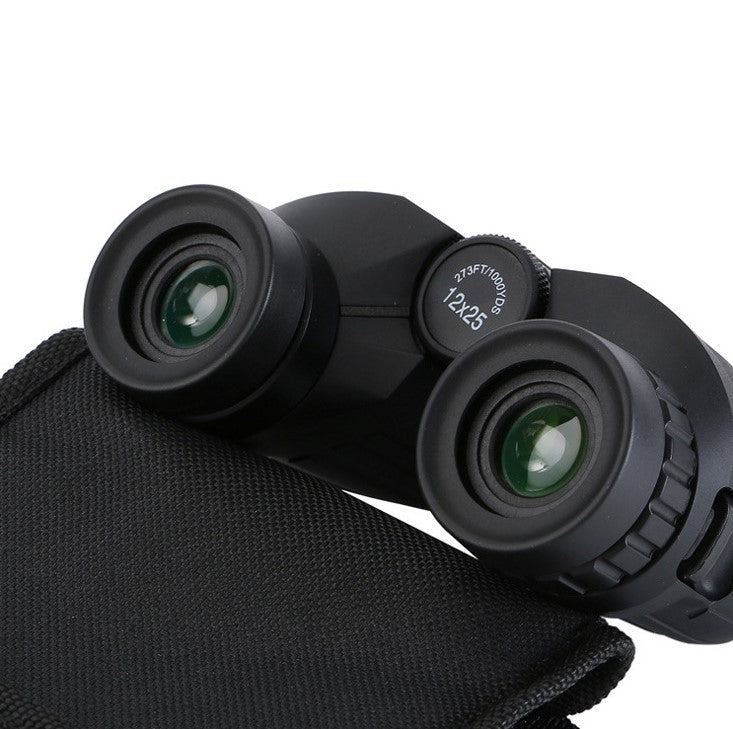 Compact 12x25 Binoculars High Power HD BAK4 Prism Waterproof Telescope for Bird Watching Hiking Travel Concerts