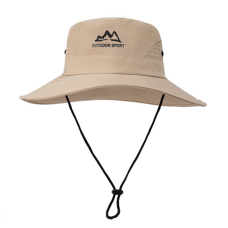 Wide Brim Sun Hat Waterproof UV Protection Boonie Bucket Cap Mesh Breathable for Fishing Hiking Camping Outdoor Beige