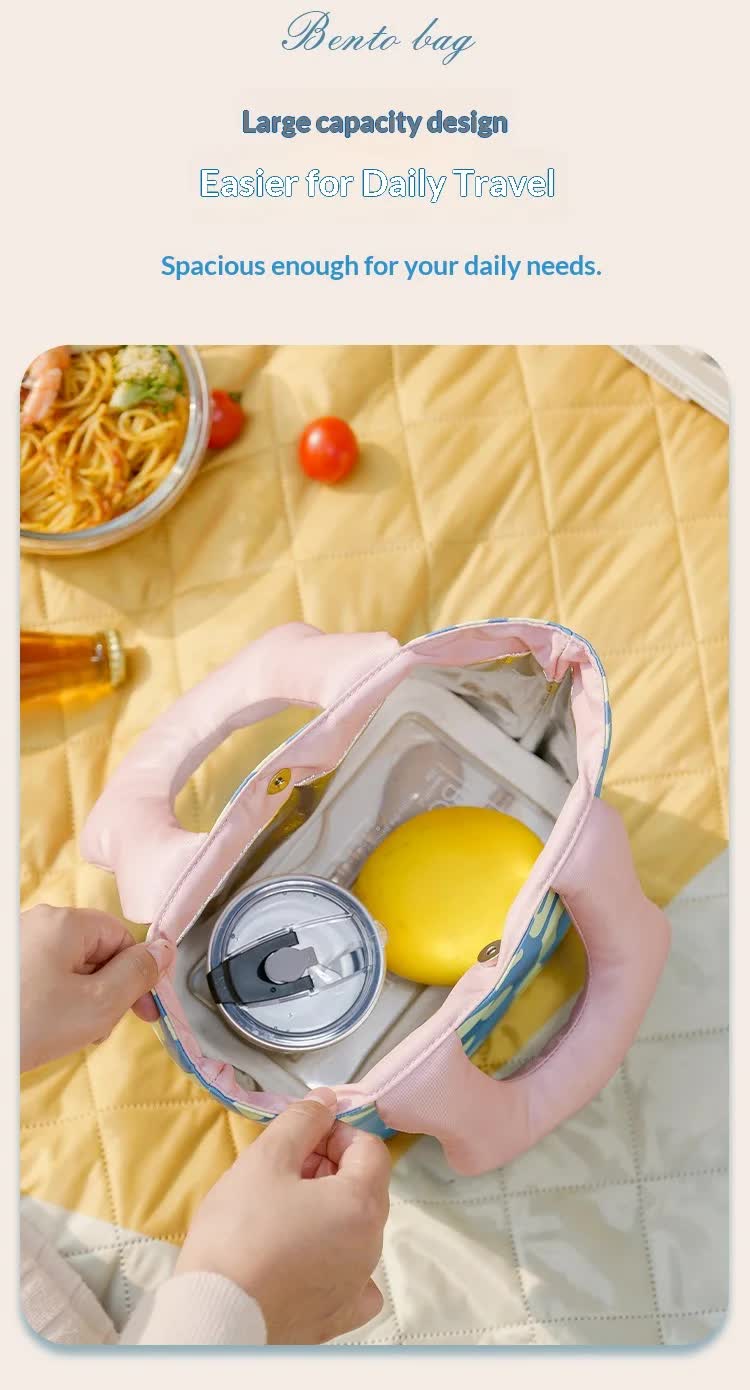 Insulated Lunch Bag Tote Fashion Graffiti Print with Soft Padded Handle Waterproof Thermal Cooler Bento Case for Work School and Picnics Blue with Purple Handle