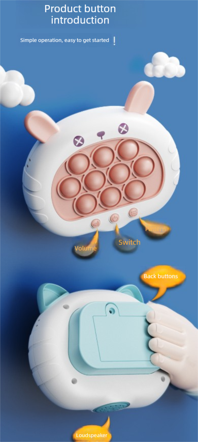 Electronic Fast Push Pop Game - Brown Deer Fidget Console with Lights & Sound - 4 Modes Memory & Speed Challenge - Interactive Sensory Toy for Kids 3+ & Travel