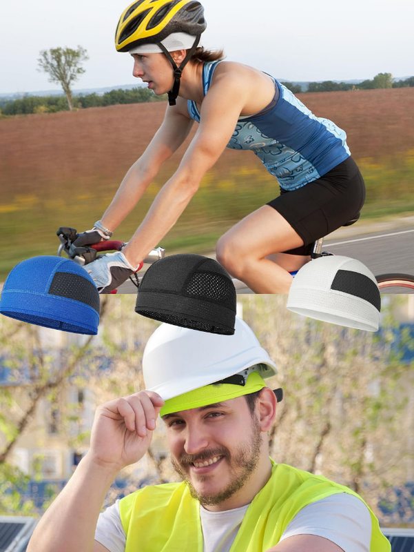 Cooling Mesh Skull Cap Helmet Liner Sweat Wicking Quick Dry Beanie Grey for Cycling Motorbike Running Hard Hat One Size