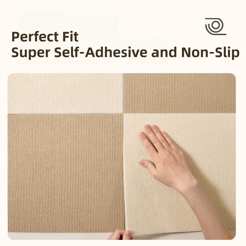 16 Pack Light Grey Durable & Soft Self-Adhesive Carpet Tiles(30x30cm) - Interlocking Non-Slip Square Floor Mat for Bedroom, Office & Living Room